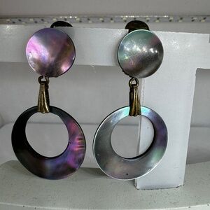 Vintage Darling Hoops Abalone Earrings Clip On